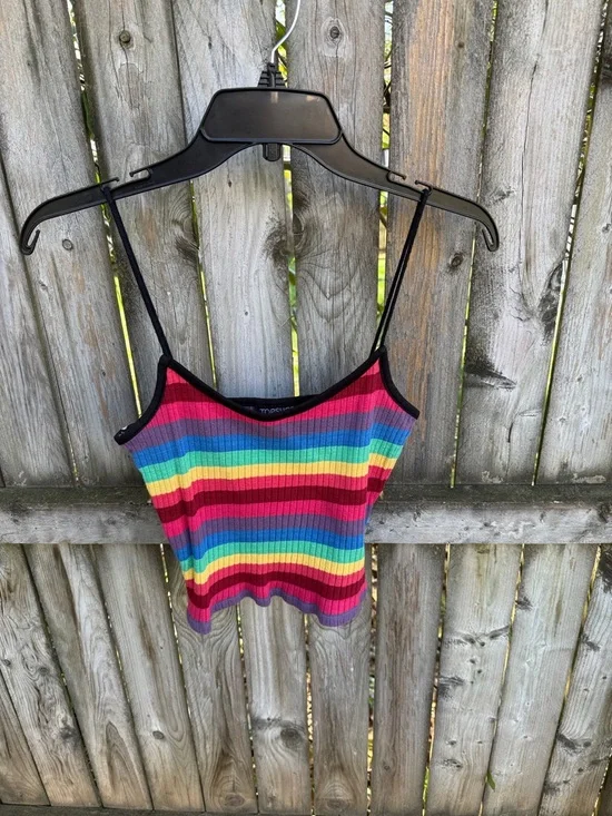 Topshop Rainbow Stripe Camisole Top RED MULTI, Size 8 US (fits like 6-8) - Picture 4 of 12